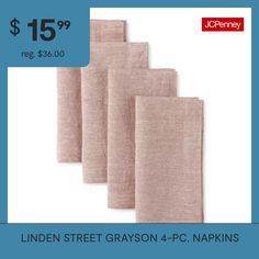 four linens for $ 15 99 each or more with coupon at jcpenney com