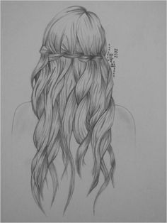 a pencil drawing of a girl with long hair