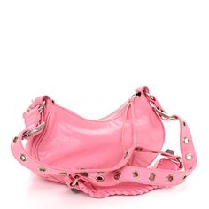 This is an authentic BALENCIAGA Agneau Arena Le Cagole Shoulder Bag XS in Candy Pink. This stylish handbag is crafted of textured pink lambskin leather. The bag features an adjustable leather shoulder strap, removable mirror, and zipper pouch. The top unzips to a black fabric interior. Pink Balenciaga, Matte Black Hardware, Balenciaga Bag, Candy Pink, Mini Purse, Black Hardware, Chain Shoulder Bag, Pink Candy, Black Tote Bag