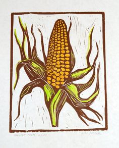 a drawing of a corn on the cob