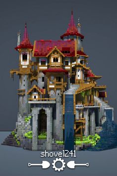 an image of a castle made out of legos with the words it's showtime on