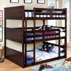 a bunk bed with two sets of stairs on the bottom and one set of ladders on the top