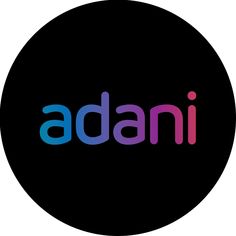 the word adanii in multicolored letters on a black circle with a white background