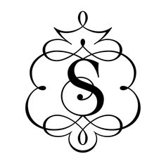 the letter s is inscribed in black and white with an ornate design on it's side