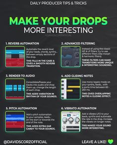 an info poster with instructions to make your drops more interesting than the ones you've ever seen