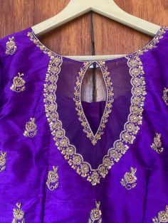 Purple Resham Embroidery Blouse For Parties, Purple Blouse With Resham Embroidery For Party, Purple Party Blouse With Resham Embroidery, Purple Anarkali Blouse Piece With Embroidery, Purple Anarkali Embroidered Blouse Piece, Traditional Purple Top For Wedding, Purple Blouse With Zari Work, Purple Bollywood Top With Zari Work, Anarkali Blouse Piece With Dori Work In Purple