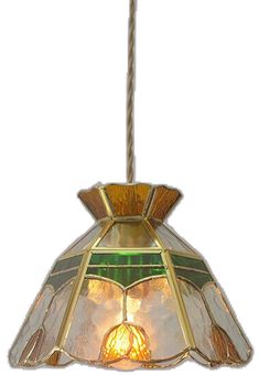 a light fixture with a glass shade hanging from the ceiling