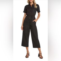 Susie Utility Jumpsuit In Black. Size L. Nwt A Playful Riff On A Utility Style, This Breezy, Linen-Kissed Jumpsuit Is Designed In A Slightly Cropped Length With Four Pockets And A Tie Sash. Style Name: Willow Susie Utility Jumpsuit. Style Number: 6021940. Size: Large. New With Tags Black Jumpsuits And Rompers For Spring Workwear, Fitted Belted Utility Jumpsuits And Rompers, Cotton Utility Jumpsuit With Short Sleeves, White Halter Jumpsuit, Fitted Utility Button-up Jumpsuits And Rompers, Utility Jumpsuits/rompers With Side Pockets, White Lace Jumpsuit, Gold Jumpsuit, Fitted Button-up Utility Jumpsuit/romper