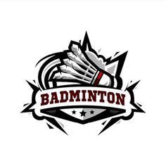 badminton logo with shuttles and stars