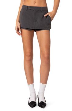 Show off your stems in this mini skort that's full of modern school-inspired appeal. Zip fly with hook-and-bar closure Side pockets; back welt pockets 45% polyester, 45% rayon, 10% spandex Machine wash, dry flat Imported Aesthetic Fit, Visionary Fashion, No Closet, Tennis Skirts, Aesthetic Fits, Simple Top, Swimwear Dress, Womens Tennis, Fit Ideas