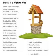 the poem is written in english and has an image of a wishing well on it