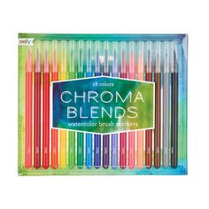 an assortment of colored pencils in a box with the words chroma blends