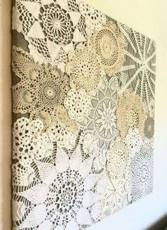 an image of a crocheted doily on the wall with text overlay