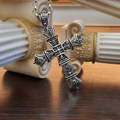 Handcrafted sterling silver cross pendant, Byzantine design, Odin Dimensions :63.5 x41.7 mm Millilitres Byzantine Design, Crow Necklace, Crow Skull, Sterling Silver Cross Pendant, Silver Cross Pendant, Greek Jewelry, Sterling Silver Cross, Silver Cross, Cross Pendant