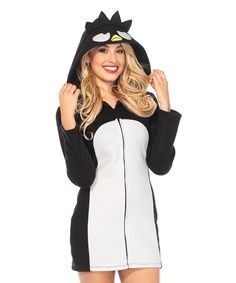 Badtz-Maru Cozy Halloween Costume for Women. Get the party started with this Sanrio Badtz-Maru Halloween costume set showing off a festive design.  | Hello Kitty Sanrio Characters | Hello Kitty Halloween Costume |  #affiliatelink #ad #hellokitty #sanrio #characters #Badtz #penguin #plush #halloween #Costume #women #party #kikilovestopin Cozy Dress Outfit, Sanrio Clothes, Crow Costume, Badtz Maru, Cat Costume