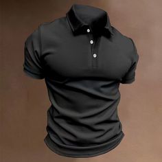 Season:Summer; Fabric:Polyester; Sleeve Length:Short Sleeve; Look After Me:Washable,Wet and Dry Cleaning; Gender:Men's; Style:Basic,Fashion,Comfortable; Elasticity:Micro-elastic; Tops Type:Golf Shirt,Sport Polo,Polo Shirt; Occasion:Holiday,Casual; Fit Type:Regular Fit; Pattern:Plain; Design:Button; Neckline:Lapel; Listing Date:04/12/2023; Bust:; Length:; Shoulder Width: Casual Stretch Polo Collar T-shirt, Black Polo Collar T-shirt With Moisture-wicking, Short Sleeve Stretch Moisture-wicking Polo Shirt, Sports Cotton Polo Shirt With 4-way Stretch, Sports Polo Shirts, Basic Fashion, Black Moisture-wicking Polo Collar T-shirt, Fashion Comfortable, Style Comfortable