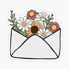 an envelope filled with flowers sticker