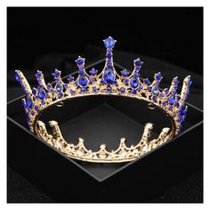 This queen crown is a rich statement in clusters, with a retro and charm. A classic crown for ladies and girls. The full crown design is matched with gold-plated metal to show the beauty of the crown. It is very suitable for Halloween, Thanksgiving, theater, cosplay, dance parties, birthdays, celebrations, holidays, anniversaries, weddings, fancy dress parties or any other special occasions. It is a great gift for friends, wives, etc. Color: Blue. Crystal Wedding Crown, Bride Hair Jewelry, Crystal Crown Wedding, Bridal Tiaras, Royal Crowns, Dance Parties, Blue Crown, Crown Bridal, Royal Queen