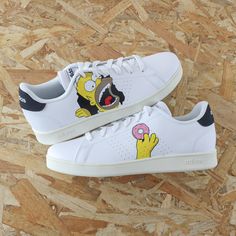 Adidas Custom, Adidas Advantage, Custom Adidas, Homer Simpson, Custom Sneakers