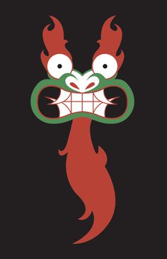 an image of a cartoon character with red hair and green eyes, on a black background