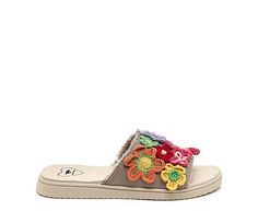 Rocket Dog Novel Women's Slide Sandal Pops of color stand out in the Novel women's Slide Sandal from Rocket Dog. With a canvas upper featuring multicolor crochet flowers, this Slide is cute with a sundress. The footbed cushions every step, while the outsole adds traction. Canvas upper Slip-On Floral crochet accents EVA footbed Traction outsole Multicolor Crochet, Womens Slides Sandals, Rack Room, Room Shoes, Rocket Dog, Floral Crochet, Womens Slides, Slide Sandals, Crochet Flowers