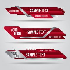 three red and silver banners with space for your text - kosten stock - grafit