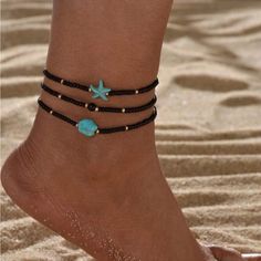 3 Piece Black Turquoise Starfish Ankle Bracelet Set Black Color With Blue Material: Glass, Pcs Cute Summer Ankle Bracelets Don't You Have A Poshmark Account Yet? Join Today Use My Referral Code Selene_ressnik And Get $10 Off Your First Order One Bead Bracelet, Blue Anklet With Starfish Charm For Summer, Blue Starfish Charm Anklet For Summer, Blue Summer Anklets With Starfish Charm, Blue Anklets With Starfish Charm As Gift, Blue Anklets With Starfish Charm For Gift, Blue Anklet With Starfish Charm For Vacation, Blue Starfish Charm Anklet For Vacation, Turquoise Anklets With Starfish Charm For Beach