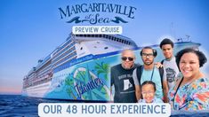 a group of people standing in front of a cruise ship with the caption our 48 hour experience