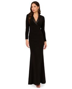 in stock Tuxedo Gown, Classic Tuxedo, Adrianna Papell, Shawl Collar, Dress Details, Floor Length, Women Long Sleeve, In Store, Pick Up