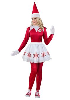 PRICES MAY VARY. Jumpsuit; Skirt; Collar; Hat; Mittens Size: Medium Have some fun at your next Christmas party or amaze your kids as the Elf on the Shelf! This costume will transform you into the mischievous, little elf who watches and reports naughty children to Santa; Everyone will love your fun, themed costume! It's perfect for spreading some holiday cheer Elastic at wrists & ankles You Better Watch Out Are you known to leave your dirty clothes on the floor instead of placing them neatly in t Elf On The Shelf Costume, Christmas Costumes Women, Elf Shoes, The Elf On The Shelf, Elf Costume, Santa's Little Helper, Fun World, Christmas Costume, Elf Hat