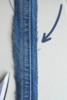 a pair of scissors next to some blue jeans