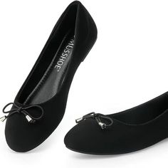 Musshoe Bow Knot Flat Round Toe Black Slip On Microsuede Size 9 Nib Width Is 3" And About 10 1/4 Length Black Shoes For School, Shoes For School, Black Slip On, Bow Knot, Flat Color, School Shoes, Black Slip Ons, Black Flats, Flat Shoes Women