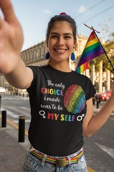 Exactly as expected! Very beautiful and happy with it. Delivery was faster than expected! Good quality and not discolored : Lgbtq Tshirt Design, Pride Tshirt Ideas, Pride Stuff, Cricut Shirts, Be Myself, Lgbt T Shirts, Lgbt Shirts, Pride Colors