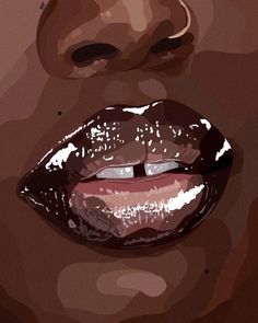 a woman's lips are painted in shades of brown and pink