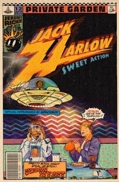 an old comic book cover with two men in front of a spaceship and another man on the