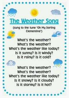 the weather song is shown in blue and white