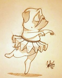 a drawing of a dog in a dress