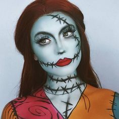 Freckle Tutorial, Sally Makeup, Carnaval Make-up, Makeup Zombie, Fantasy Make-up, Sally Costume, Halloweenský Makeup, Drag Make-up