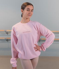 Show off your passion for ballet with this sturdy and warm crewneck sweatshirt even when you're not at the dance studio. Great for warm ups and during dance class too. A pre-shrunk, classic fit sweatshirt that's made with air-jet spun yarn for a soft feel and reduced pilling. Click here for YOUTH sizes • 50% cotton, 50% polyester• Pre-shrunk• Classic fit• 1x1 athletic rib knit collar with spandex• Air-jet spun yarn with a soft feel and reduced pilling Crew Neck Sweatshirt With Letter Print For Dance, Long Sleeve Letter Print Sweatshirt For Dance Class, Fitted Crew Neck Sweatshirt With Ribbed Cuffs, Casual Crew Neck Sweatshirt For Dance, Fall Dance Cotton Sweatshirt, Cotton Sweatshirt For Dance In Fall, Fall Cotton Sweatshirt For Dance, Cotton Long Sleeve Sweatshirt For Dance Class, Relaxed Fit Crew Neck Sweatshirt For Dance