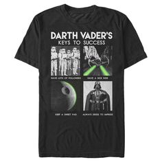 darth vader's keys to success t - shirt on a white background