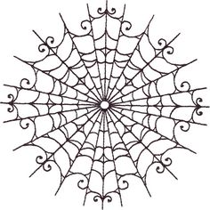 a spider web is shown in black and white, with an intricate design on it