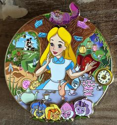 a plate with an image of alice in wonderland on it