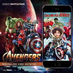 the avengers movie poster is displayed on an iphone screen and next to it are other images