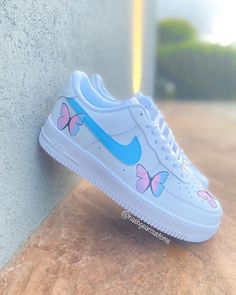 Butterfly Air Force 1 Custom Shoes Nike Air Force, Air Force 1 Shoes, Nike Air Force 1 Custom, Custom Af1, Brand Sneakers, Unique Sneakers