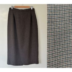 "Vintage Brown Wool Blend Plaid Long Skirt Dark Academia Super nice, fully lined. M/L depending on style and body shape, please see measurements. Waist: 31\" Hips: up to 44\" Length: 34\" Great piece from 80's 90's would look great with Doc Martin's." Fitted Houndstooth Skirt, Fitted Houndstooth Pencil Skirt, Fall Fitted Skirt With Houndstooth Pattern, Skirt Dark Academia, Long Plaid Skirt, Doc Martin, Pendleton Wool, Brown Plaid, Plaid Skirts