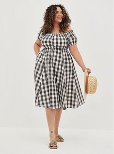 Seersucker Dress, Trapeze Dress, Peasant Dress, Torrid Dresses, Gingham Dress, Gingham Print, Tiered Dress, Fit Flare Dress, Gray White