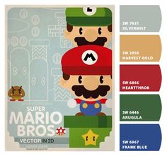 an image of mario and luigi in the nintendo game poster art printable to look like they're super mario bros