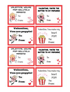 valentine's day coup cards with popcorn