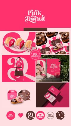 the pink menu is shown with different items on it, including donuts and pastries