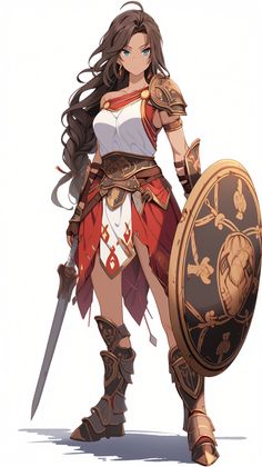 #warrior #anime #shield #sword #gladiator #brownhair #blueeyes Gladiator Art Character Design, Female Gladiator Art, Anime Shield, Gladiator Woman, Female Gladiator, Warrior Concept Art, Pixel Art Tutorial, Dungeons And Dragons Characters